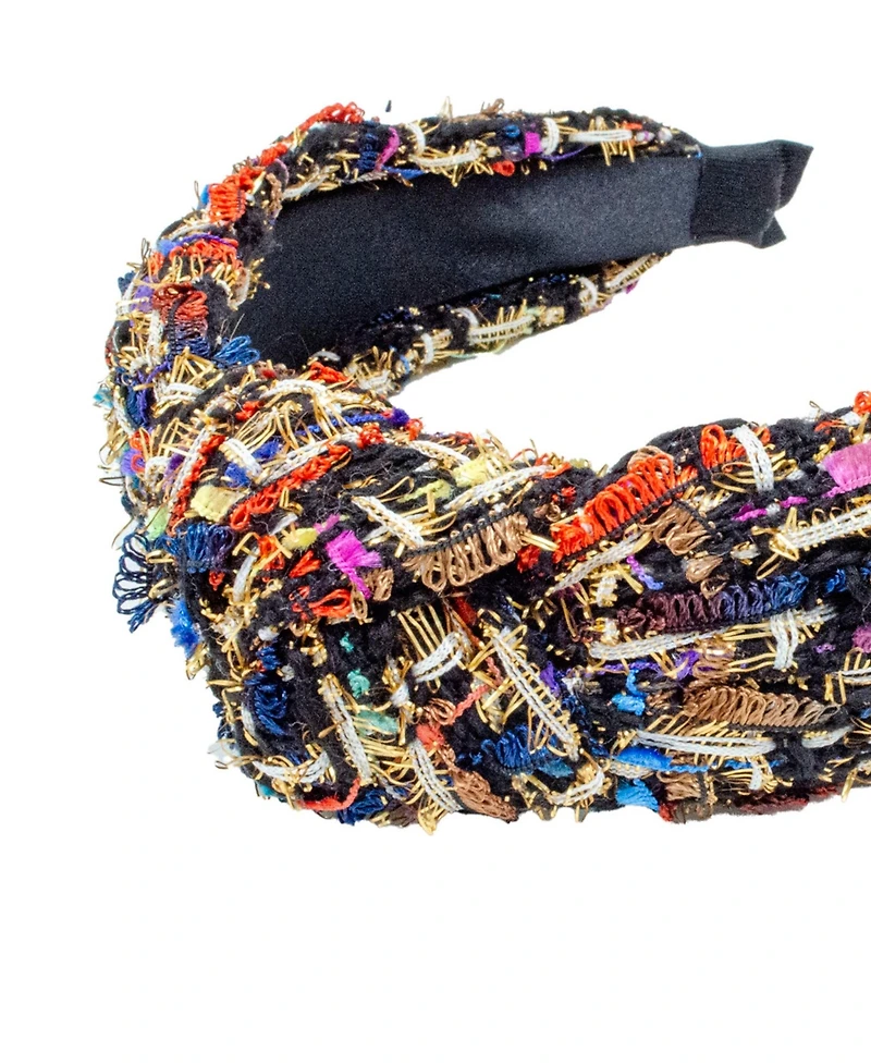 Tiny Treats Girls Black Tweed Knotted Headband