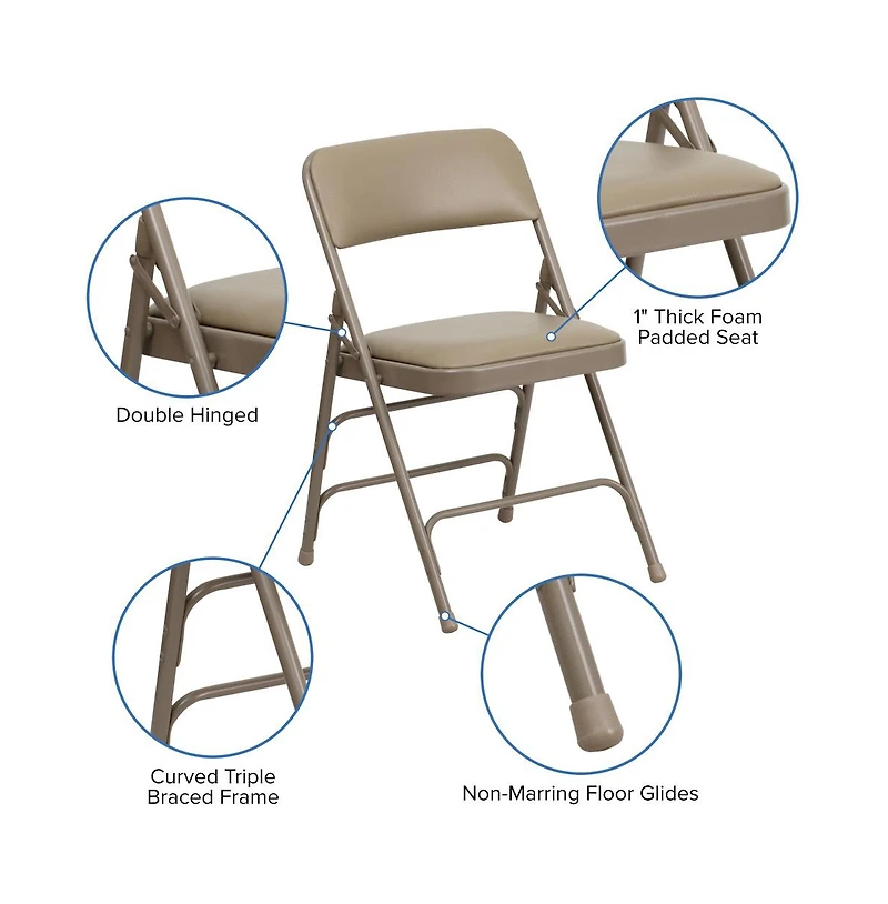 4 Pack Home & Office Portable Party Events Padded Metal Folding Chair