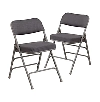 2 Pack Premium Curved Triple Braced & Hinged Fabric Upholstered Metal Folding Chair