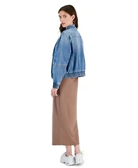 Now This Womens Denim Bomber Jacket Ribbed Scoop Neck Maxi Dress Created For Macys