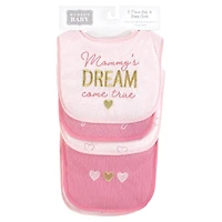 Hudson Baby Girls Cotton Terry Bib and Burp Cloth Set