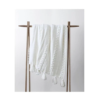 Sunday Citizen Braided Pom Throw, 52" x 75"