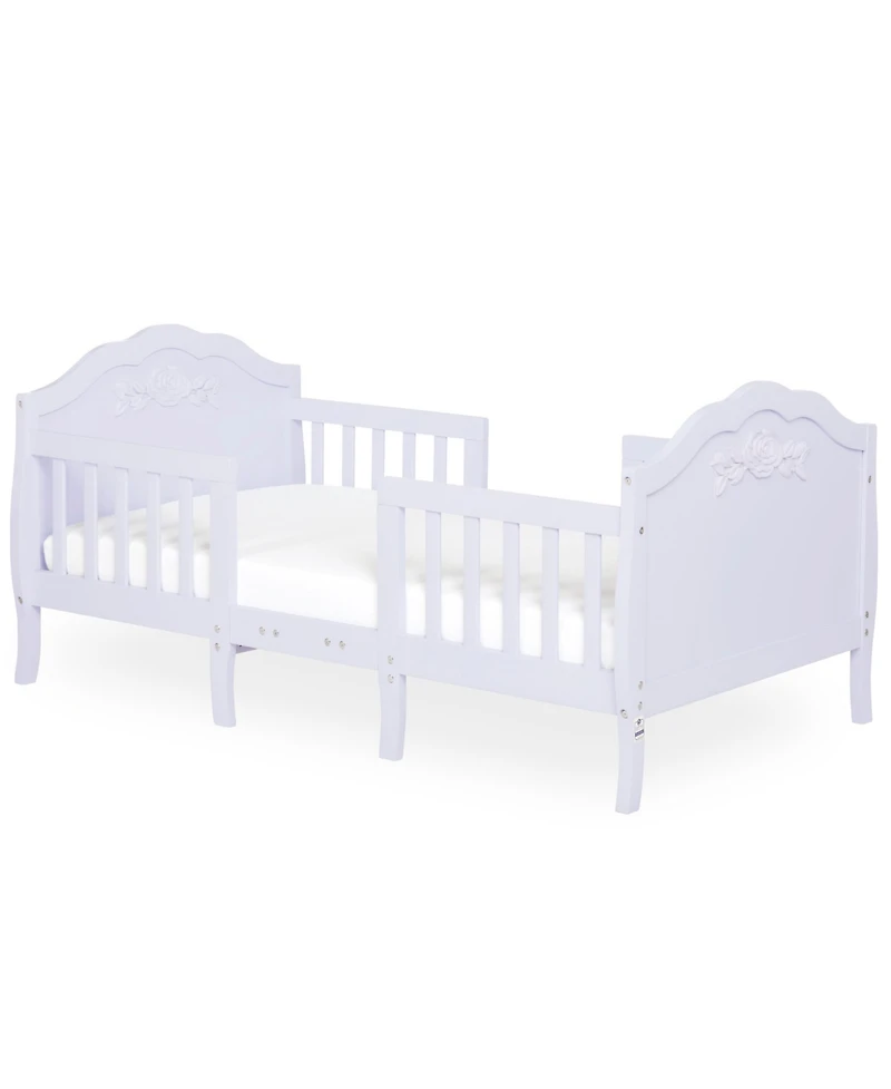 SweetPea Baby Rose 3-in-1 Convertible Toddler Bed, Greenguard Gold, Jpma, Safety Rails, Made of Sustainable New Zealand Pinewood