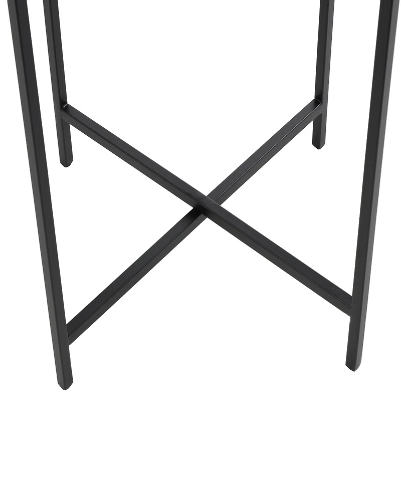 Rosemary Lane 24" Metal with Textured Glass Tabletop X-Shaped Accent Table