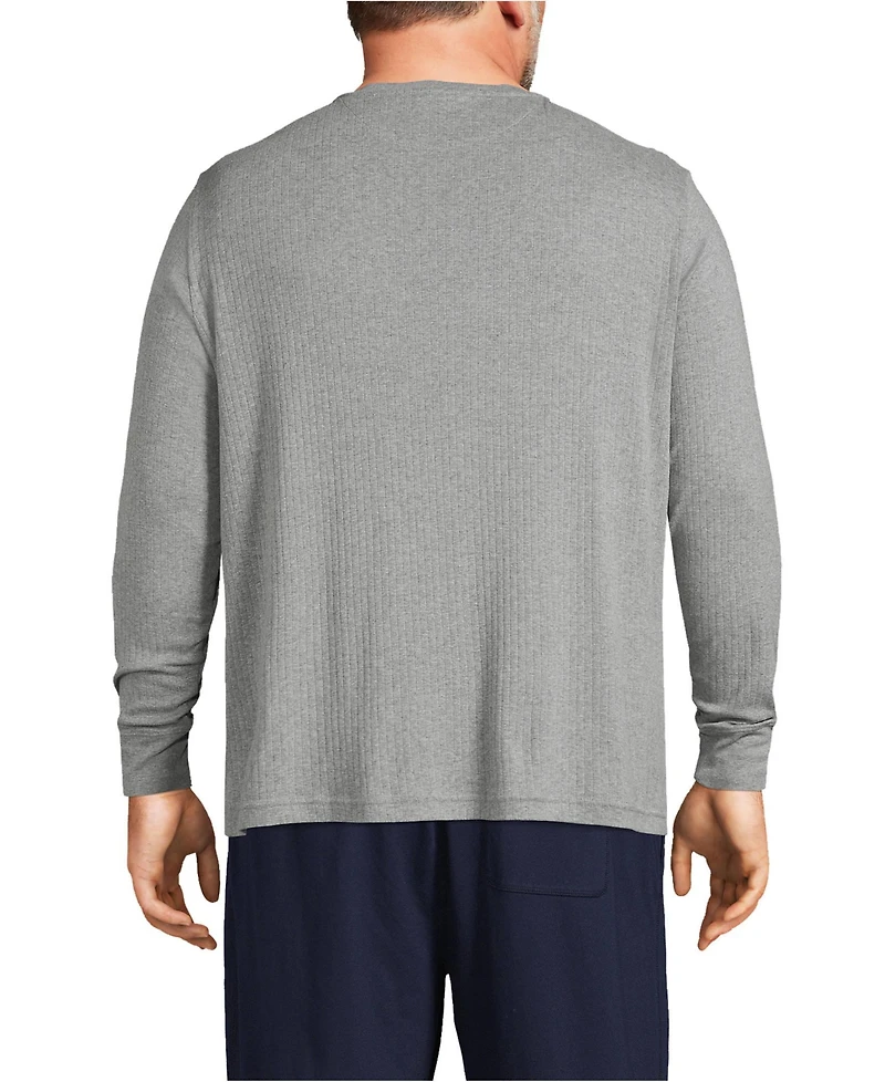 Lands' End Men's Knit Rib Pajama Henley T-Shirt