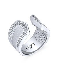 Bling Jewelry Geometric Style Cz Accent Statement Brushed Hammered Matte Finish Open Band Fashion Ring