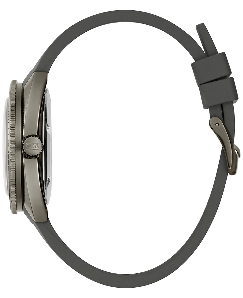 Bulova Men's Automatic Oceanographer Gmt Gray Polyurethane Strap Watch 41mm