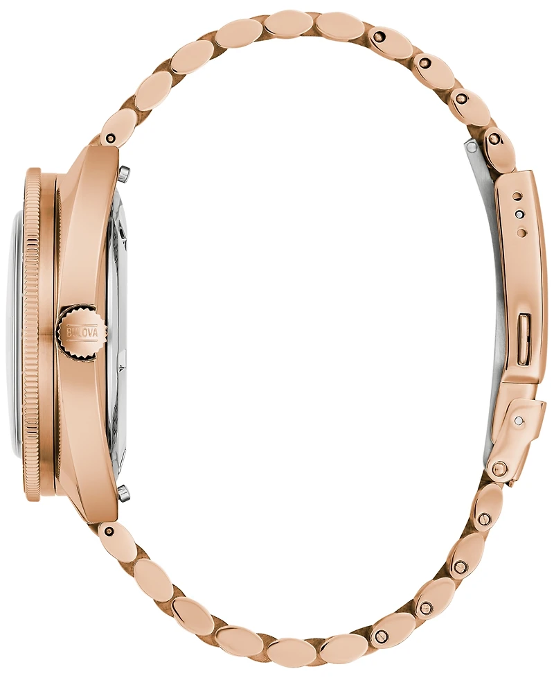 Bulova Men's Automatic Oceanographer Gmt Rose Gold-Tone Stainless Steel Bracelet Watch 41mm