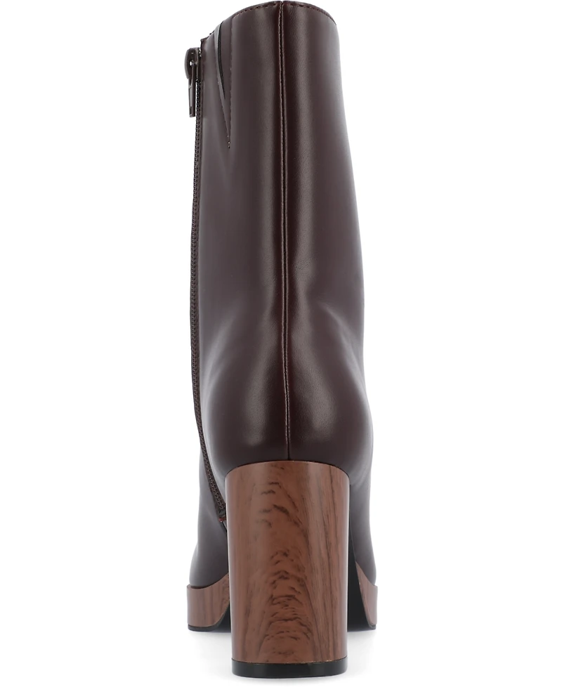 Journee Collection Women's Romer Center Seam Platform Block Heel Booties