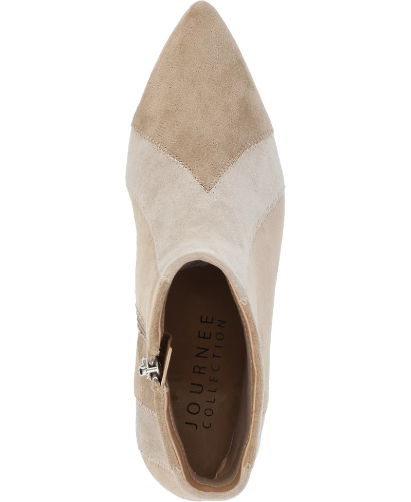 Journee Collection Women's Lusinda Color Block Pointed Toe Booties