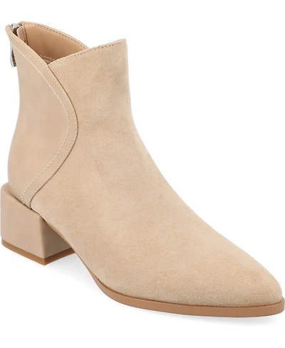 Journee Collection Women's Consuello Two Tone Pointed Toe Block Heel Booties