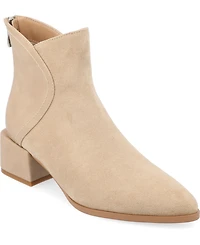 Journee Collection Women's Consuello Two Tone Pointed Toe Block Heel Booties