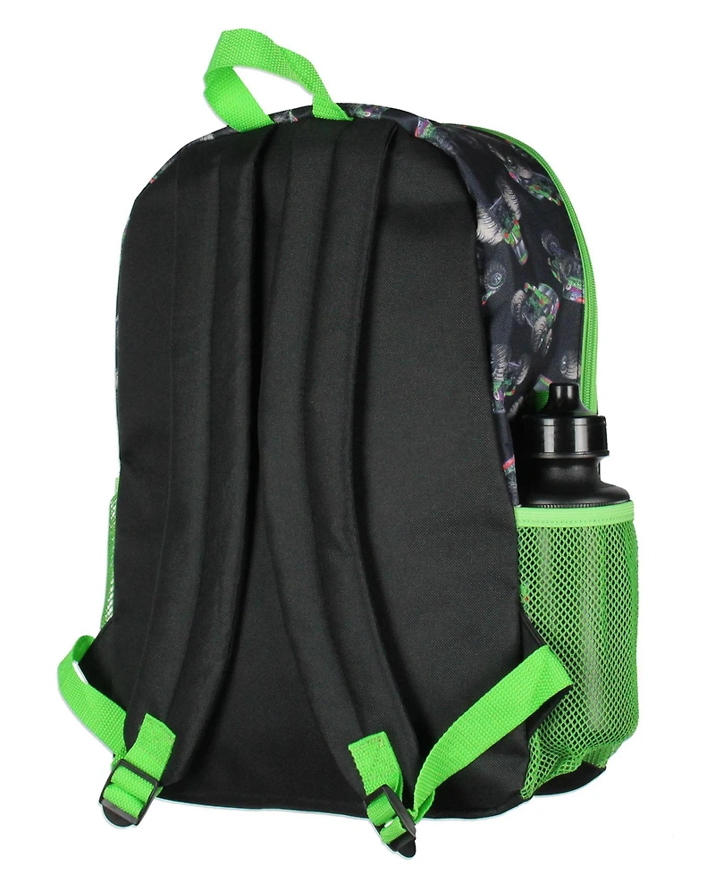 Monster Jam Grave Digger Truck 5 Pc Backpack Lunchbox Icepack Water Bottle Keychain