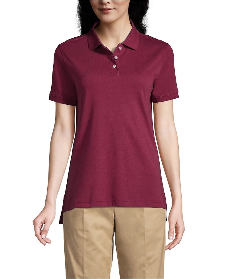 Lands' End Women's School Uniform Short Sleeve Interlock Polo Shirt