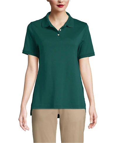 Lands' End Women's School Uniform Short Sleeve Interlock Polo Shirt
