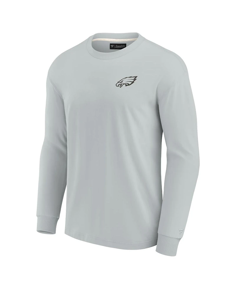 Men's and Women's Fanatics Signature Gray Philadelphia Eagles Super Soft Long Sleeve T-shirt