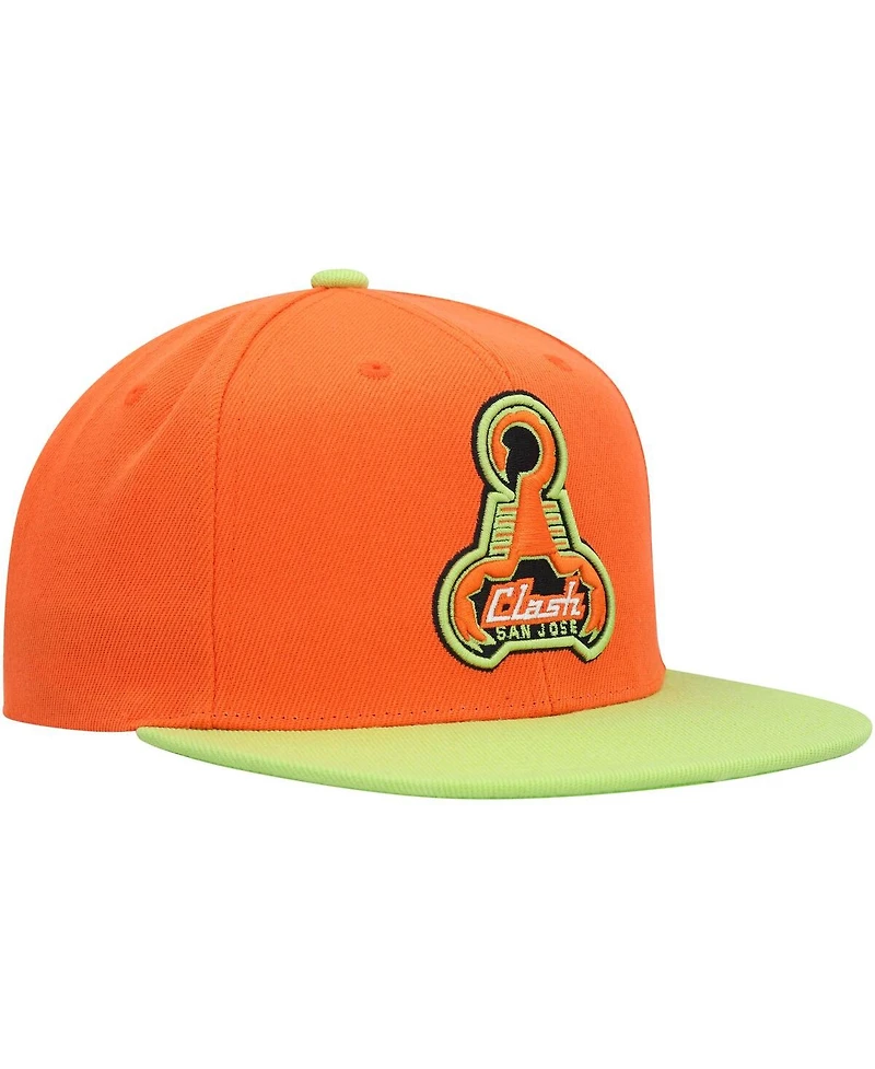 Men's Mitchell & Ness Orange San Jose Earthquakes Throwback Logo Snapback Hat
