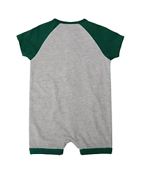 Newborn and Infant Boys Girls Heather Gray Oakland Athletics Extra Base Hit Raglan Full-Snap Romper