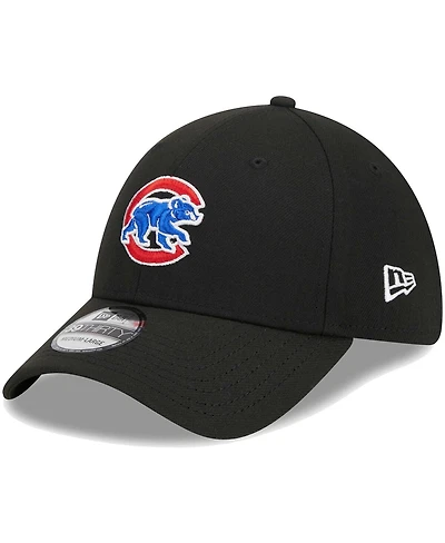 Men's New Era Black Chicago Cubs Logo 39THIRTY Flex Hat