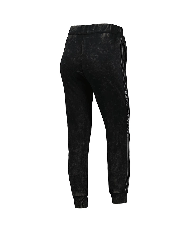 Women's The Wild Collective Black Chicago Cubs Marble Jogger Pants