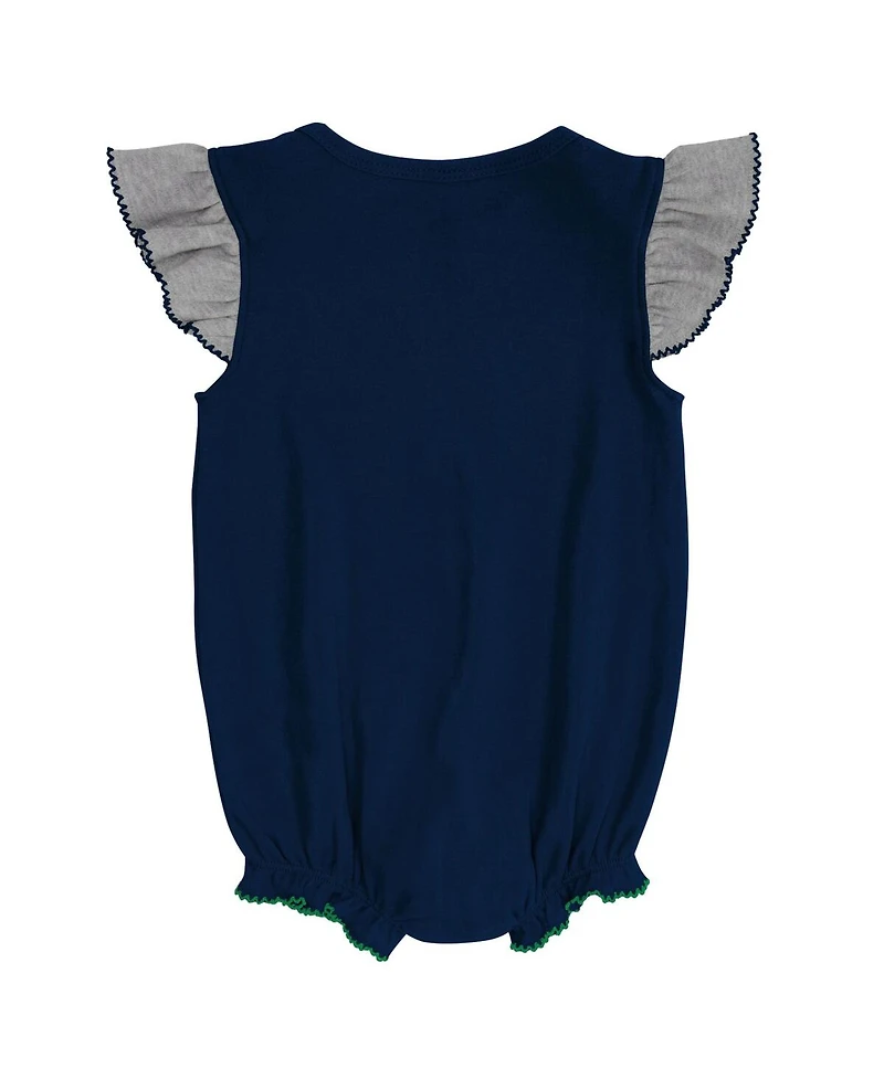 Girls Newborn and Infant Navy, Heather Gray Notre Dame Fighting Irish All The Love Bodysuit Bib Booties Set