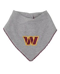 Girls Newborn and Infant Burgundy, Heathered Gray Washington Commanders All The Love Bodysuit Bib Booties Set