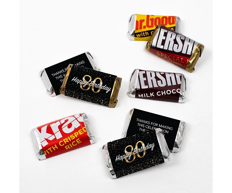 Just Candy 80th Birthday Candy Party Favors Hershey's Miniatures Chocolate - No Assembly Required, 76 Pieces