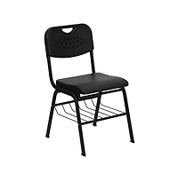 Emma+Oliver 880 Lb. Capacity Plastic Chair With Book Basket