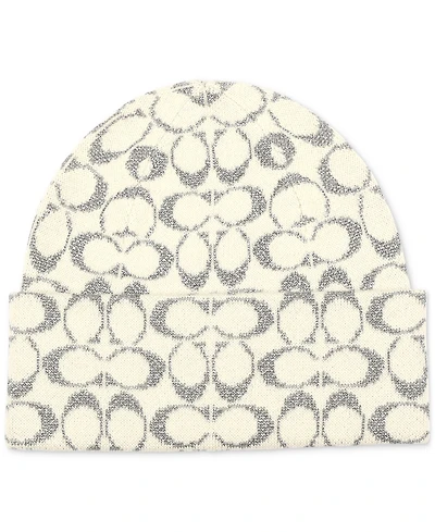 Coach Women's Cuffed Metallic Jacquard Logo Beanie