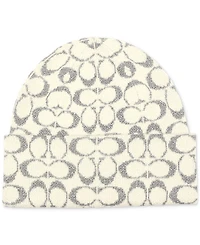 Coach Women's Cuffed Metallic Jacquard Logo Beanie