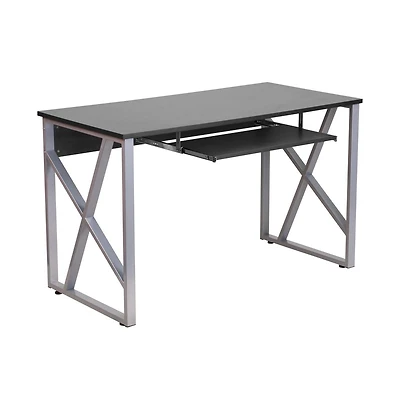Computer Desk With Pull-Out Keyboard Tray And Cross-Brace Frame