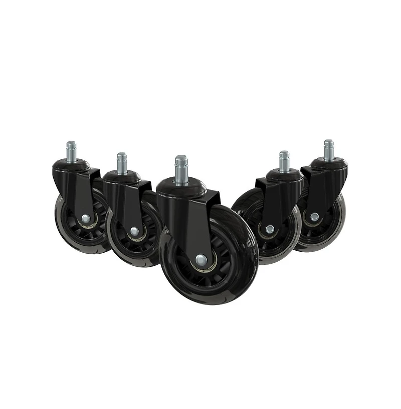 Emma+Oliver Set Of 5 Polyurethane Rollerblade Wheel Replacement Casters With Steel Frame For Home Office Chairs