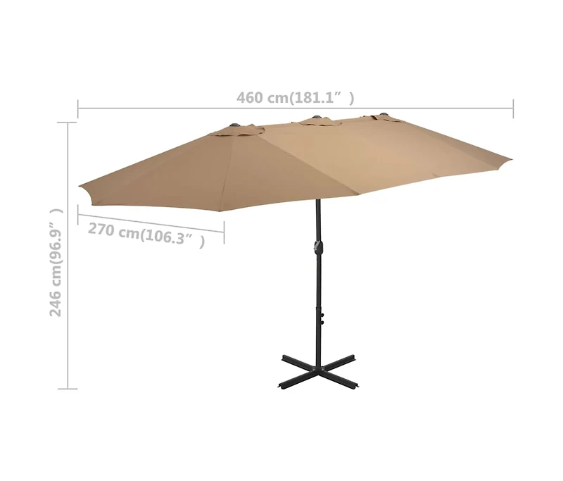 Outdoor Parasol with Aluminum Pole 181.1"x106.3" Taupe