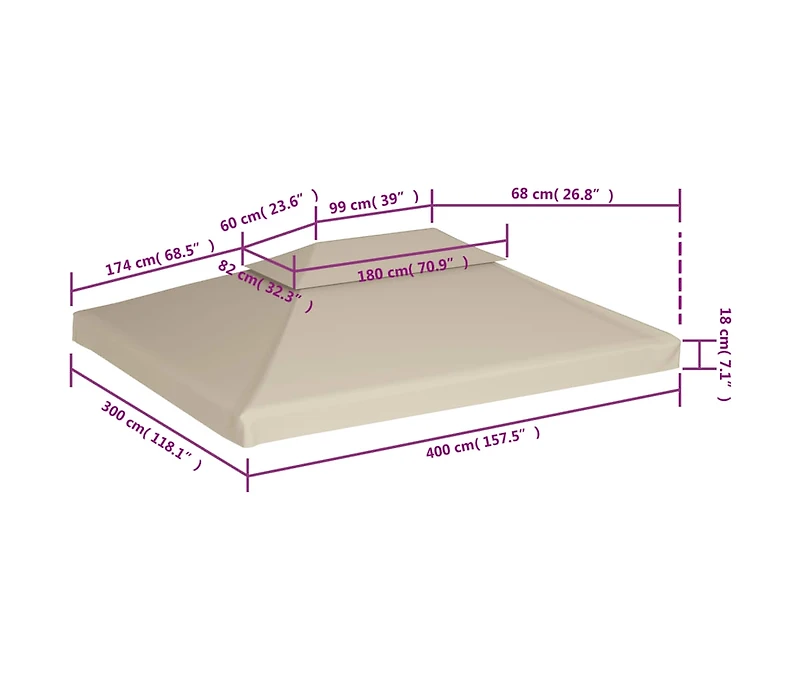 vidaXL Gazebo Cover Canopy Replacement 1 oz/ft² Beige 9.8'x13.1'