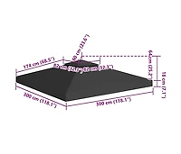 vidaXL 2-Tier Gazebo Top Cover 1 oz/ft² 9.8'x9.8' Black