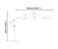 Cantilever Garden Parasol with Led Lights and Steel Pole Terracotta