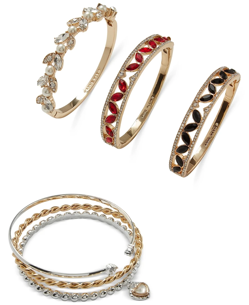Anne Klein Gold-Tone Blue Baguette Stone Cuff Bracelet