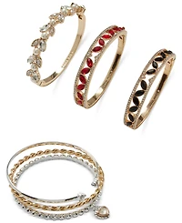 Anne Klein Gold-Tone Blue Baguette Stone Cuff Bracelet