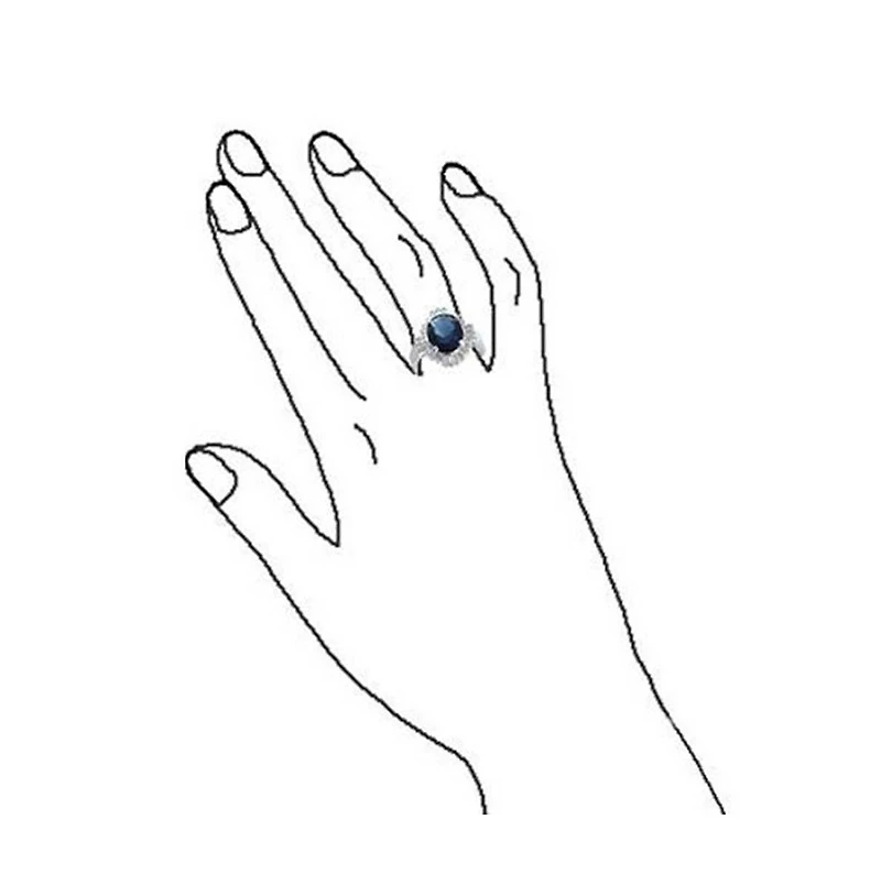 Bling Jewelry Art Deco Style Royal Blue Oval Baguette Halo 6CT Cz Solitaire Statement Promise Ring Silver Plated
