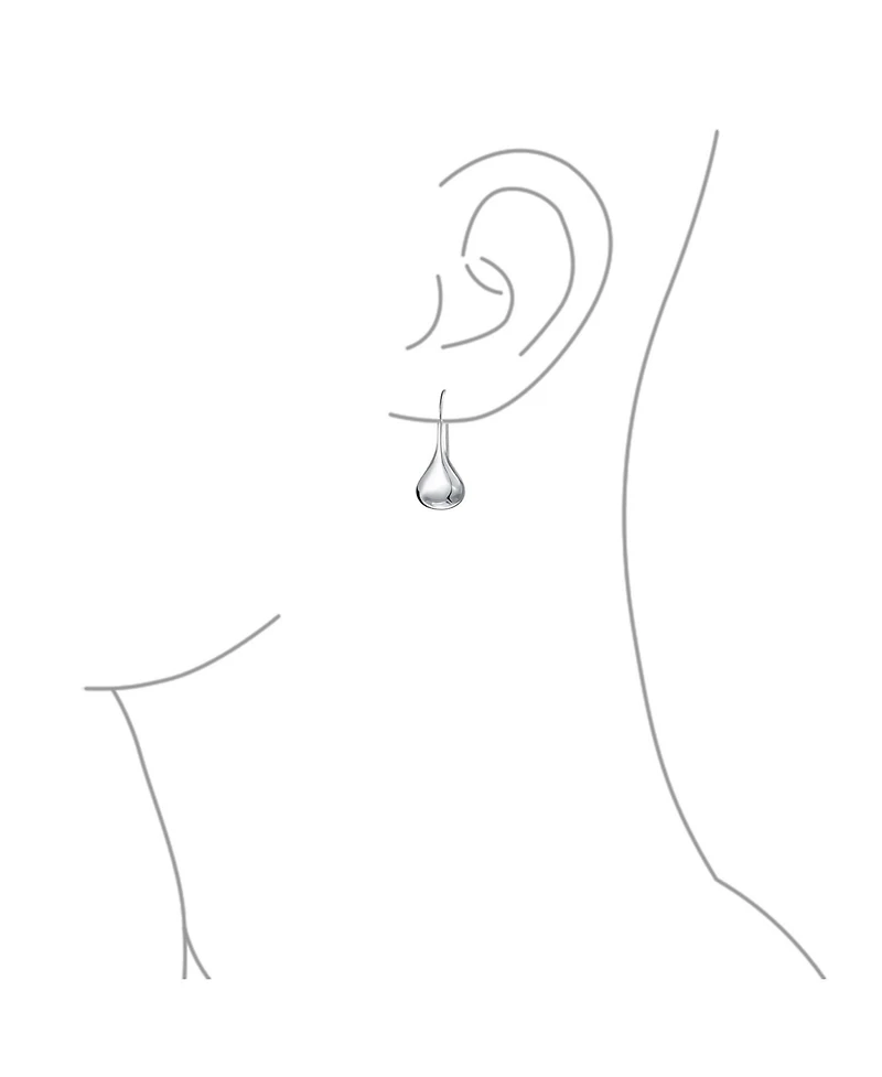 Bling Jewelry Simple Plain Puffed Teardrop Pear Shaped Rain Drop Earrings Fishhook Threader Polish Sterling Silver Inch