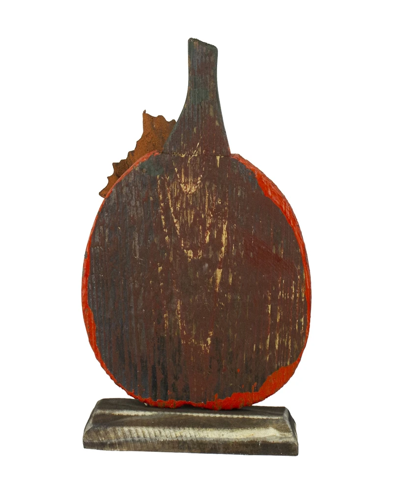 6.5" Orange Carved Wood Autumn Harvest Pumpkin Decoration