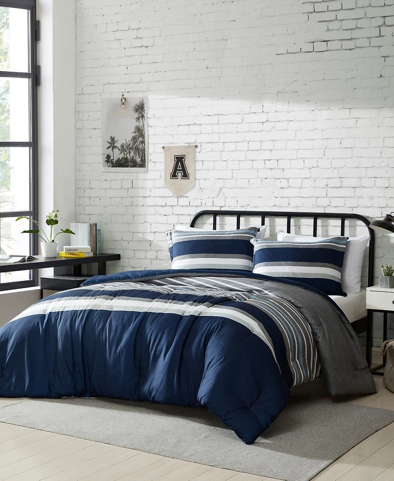 Nautica Heathered Block Reversible 2 Piece Comforter Set, Twin/Twin Xl