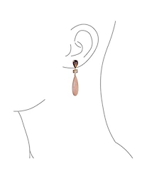 Bling Jewelry Linear Multi Color Black Onyx Blue Natural Turquoise Navy Sodalite Rose Quartz Chandelier Elongated Long Teardrop Dangling Earrings