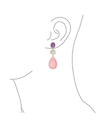 Bling Jewelry Unique Geometric Daning Teardrop Ball Teardrop Multi Shape Oval 3 Multi-Tier Party Dangling Earrings in Gold Plated