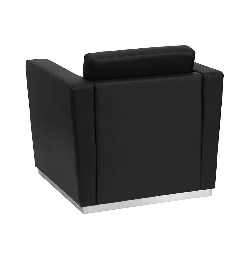 Contemporary Leather Chair With Stainless Steel Recessed Base