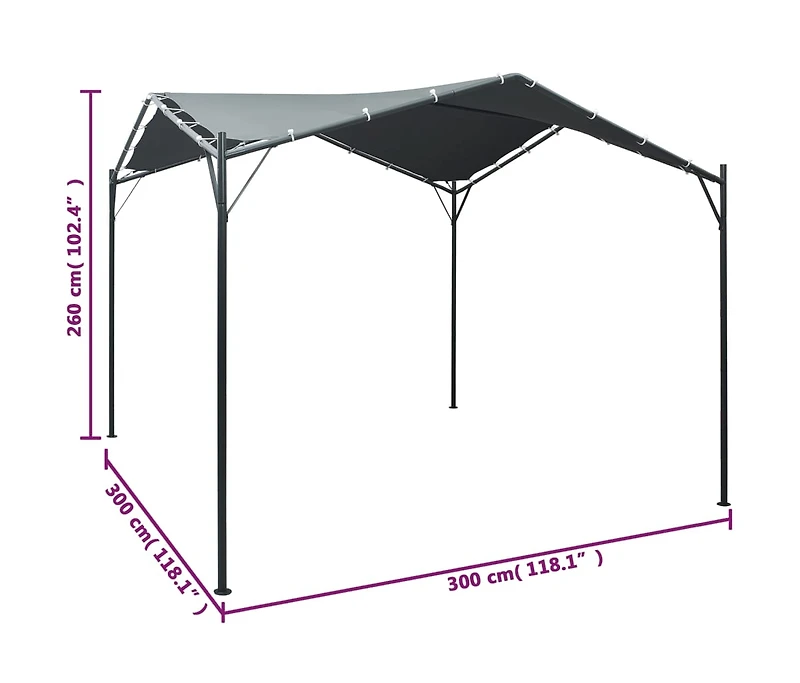 Gazebo Pavilion Tent Canopy 9.8ft x9.8ft Steel Anthracite