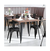 Emma+Oliver Perth Metal Stacking Dining Chairs With Poly Resin Seats For Indoor/Outdoor Use