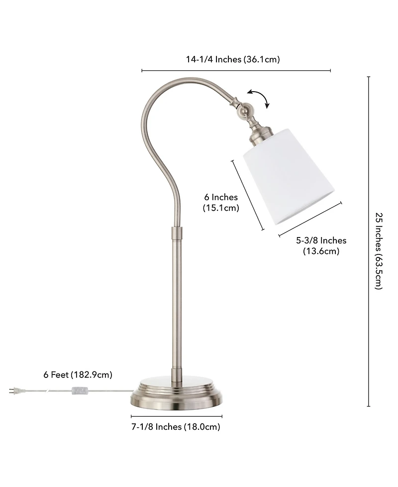 Hudson & Canal Harland 25" Linen Shade Tall Arc Table Lamp