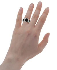 Onyx & Diamond (1/5 ct. tw.) Statement Ring in Sterling Silver