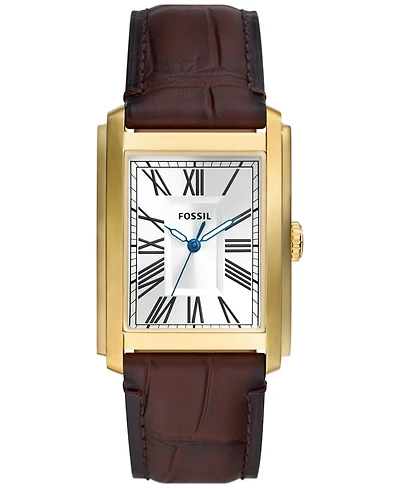 Fossil Men's Carraway Three-Hand Brown Leather Watch, 30mm